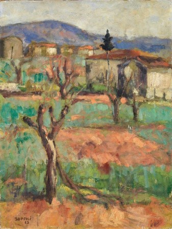 Ardengo Soffici, Coucher de soleil sur la campagne toscane, 1923, Coll. Part.