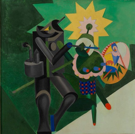 Fortunato Depero La Rixe, carton de tapisserie non réalisée, 1926