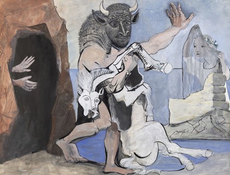 Pablo Picasso Minotaure et jument morte devant une grotte, 1936