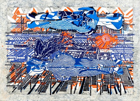 François Rouan Série Stücke, Bûche, Brasier, Ruine